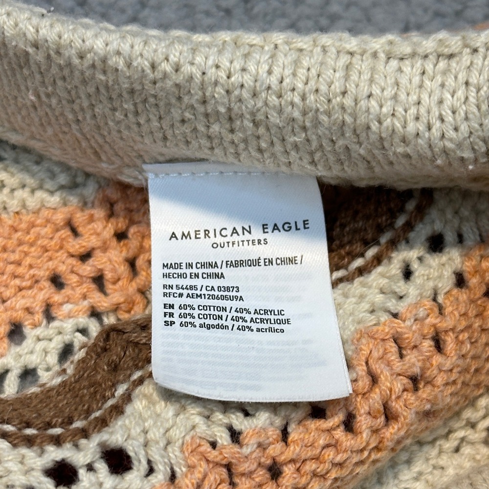 American Eagle Crochet Shorts XS Multi Color Chevron Knit Scalloped Boho Summer - Picture 3 of 6